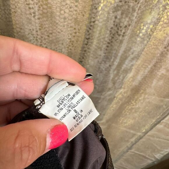 Badgley Mischka Dark Brown Beaded Tassel Surplice One Piece Swimsuit 8 - Picture 7 of 7